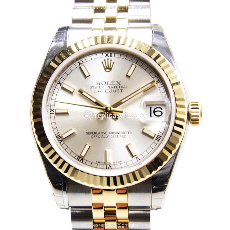 Rolex Datejust Replica - Automatic - Silver Dial on 18kt Steel Band