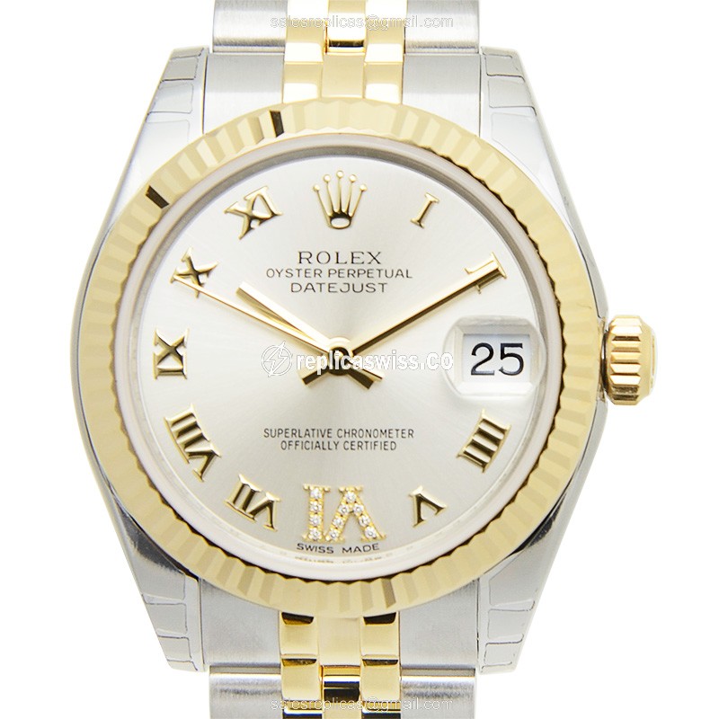 Rolex Datejust Replica - Automatic - Silver - 18kt Gold & Steel Case