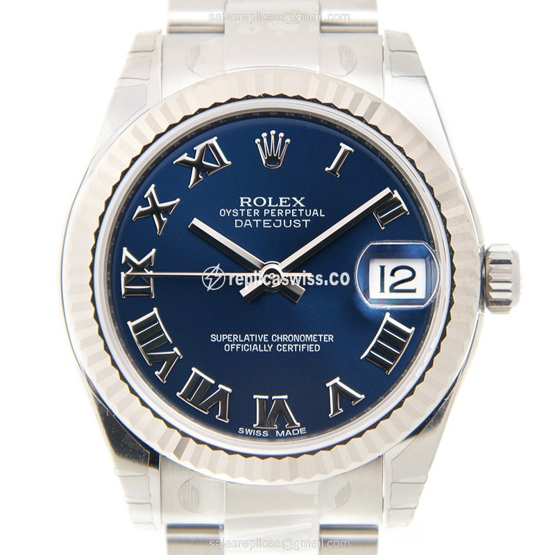 Rolex Datejust Replica - Automatic - White Gold & Steel - Blue Dial
