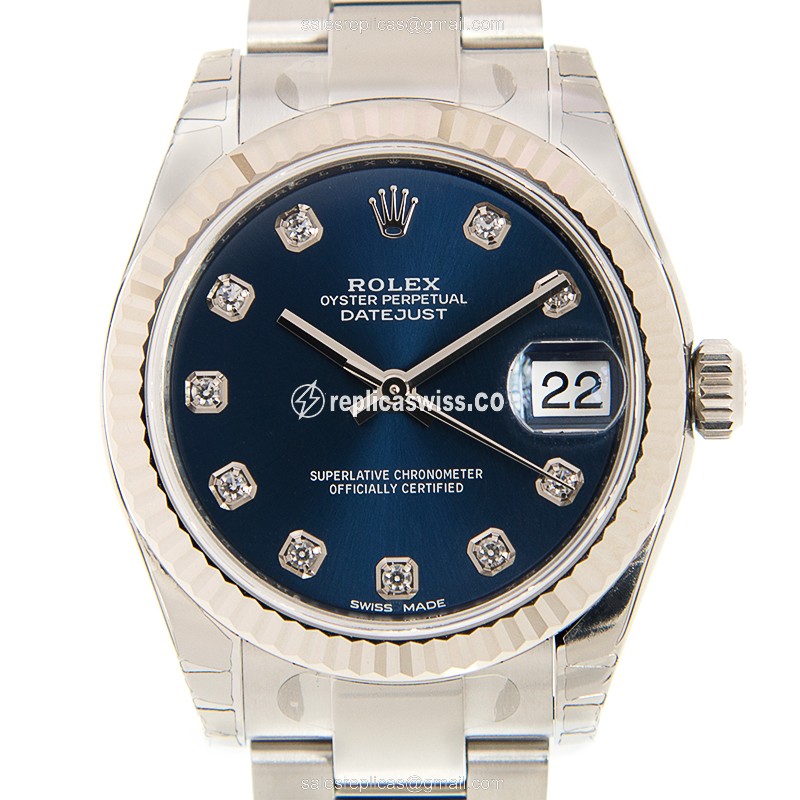 Rolex Datejust Replica - Automatic - White Gold & Steel - Blue Dial