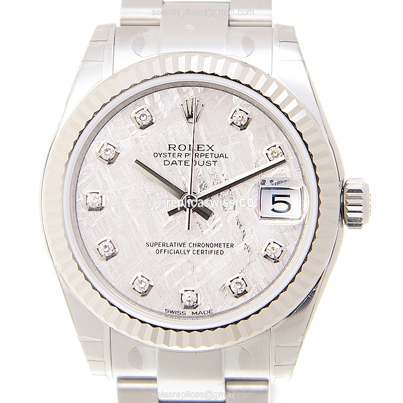 Rolex Datejust Replica - Automatic - White Gold & Steel - Gray Dial - Silver Clasp & Steel Strap