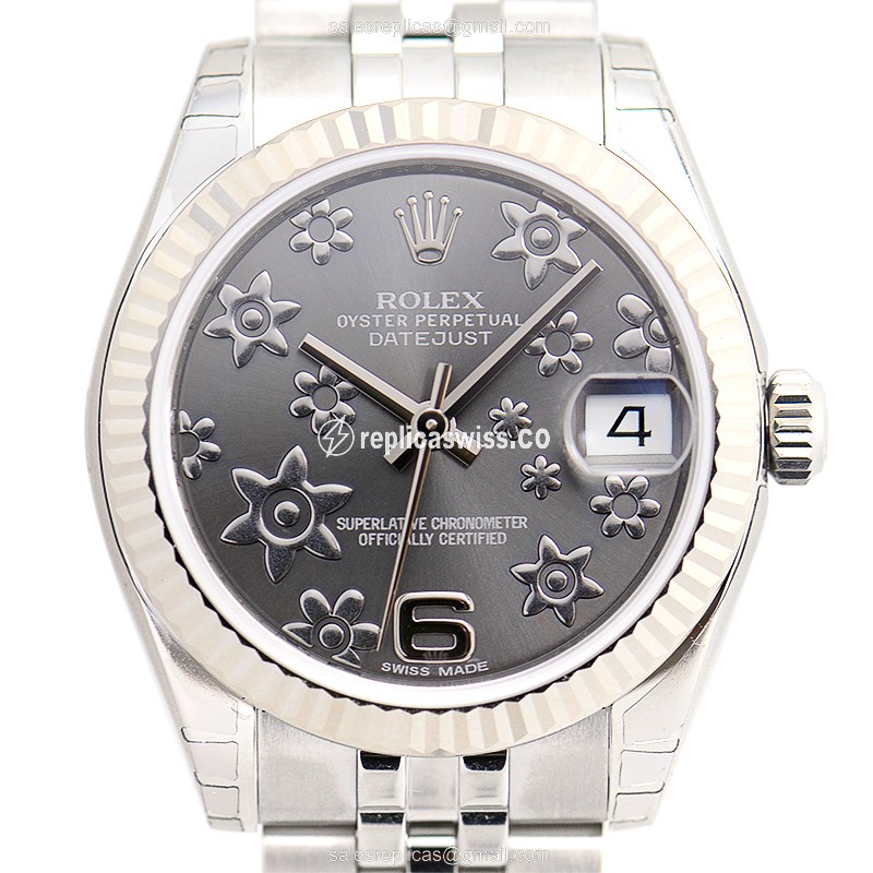 Rolex Datejust Lady Replica - Automatic - Steel Case, Gray Dial, Silver Clasp & Strap