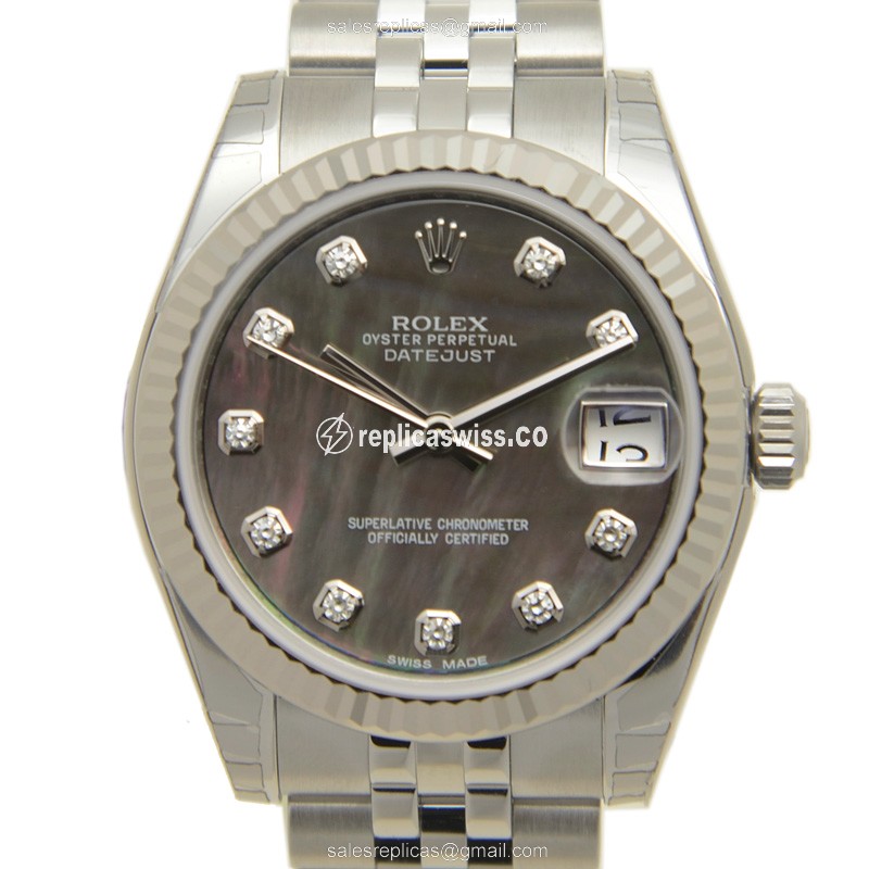 Rolex Datejust Replica - Automatic - White Gold & Steel - Gray Dial, Silver Clasp