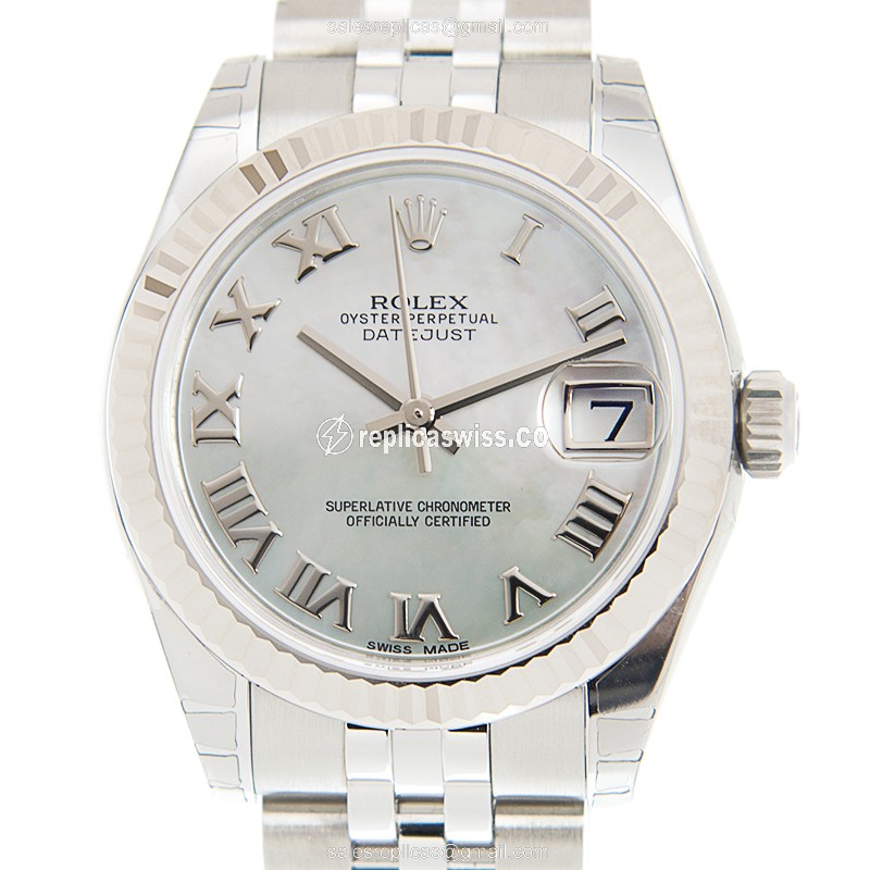 Rolex Lady Datejust Replica - Automatic - White Gold Case - Silver Dial, Steel Strap