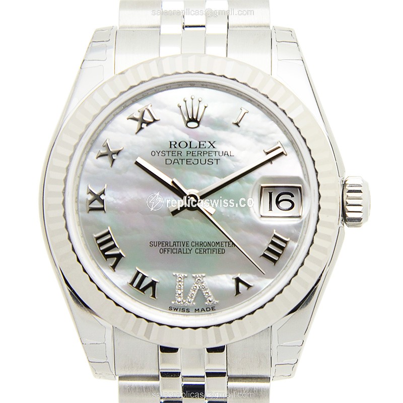 Rolex Datejust Lady Replica - White Gold & Steel - Automatic - Silver Dial