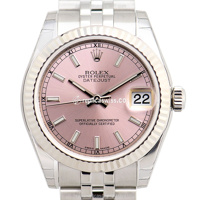 Rolex Datejust Replica - Automatic - White Gold & Steel - Pink Dial