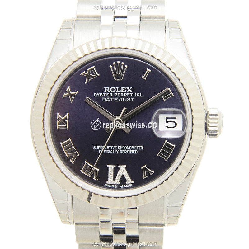 Rolex Datejust Lady Replica - Automatic - White Gold Case - Purple Dial, Steel Strap