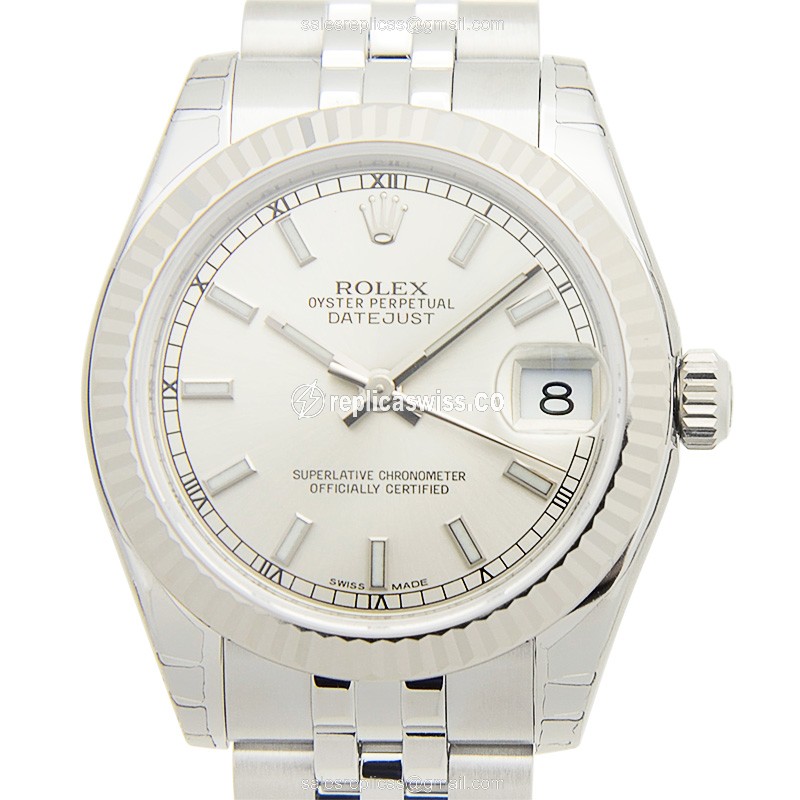 Rolex Datejust Replica - Automatic - White Gold & Steel - Silver Dial