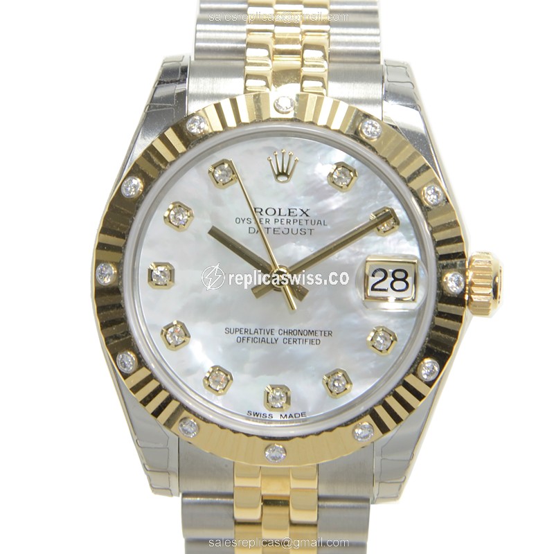Rolex Lady Datejust Replica - Automatic, White Dial, Clasp, Silver Strap