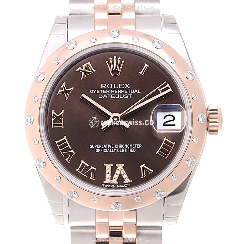 Rolex Lady Datejust 178341BRVIDIA_J - Automatic - Brown Dial - Rose Gold & Steel - Luxury Replica LADY DATEJUST Watch