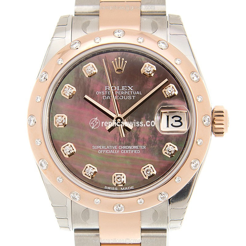 Rolex Lady Datejust Replica - 18kt Rose/Steel - Automatic - Black Dial - Gold/Steel Clasp - Luxury Replica LADY DATEJUST Watch