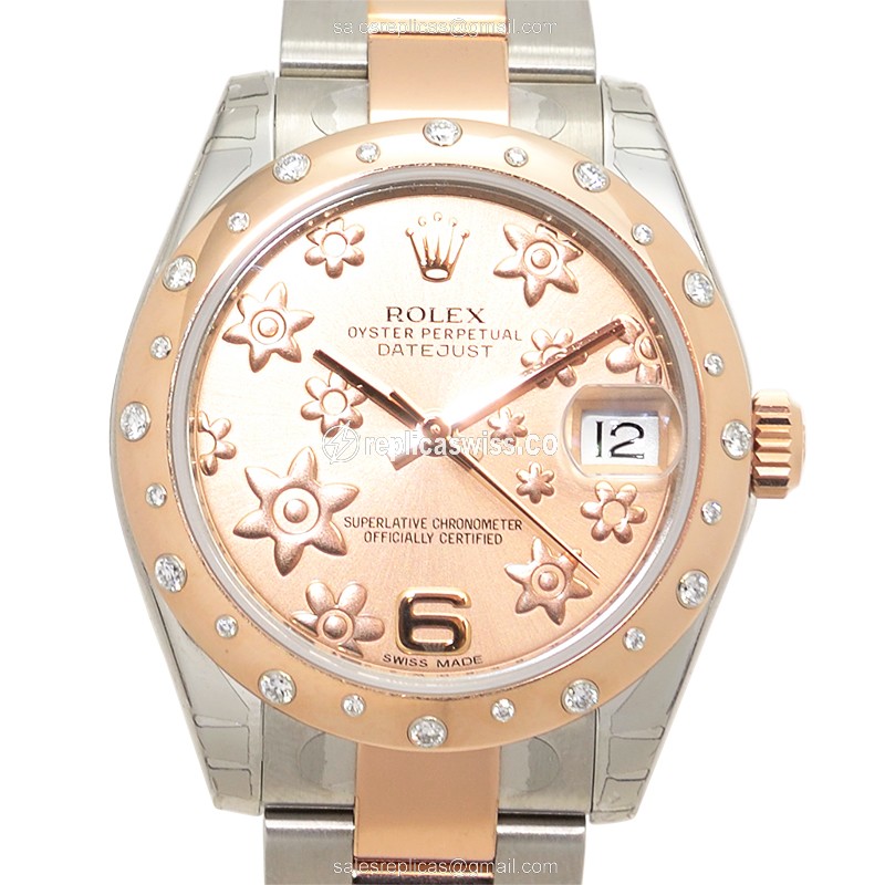 Rolex Lady Datejust Replica - Automatic - Pink Dial on 18kt Gold & Steel Case