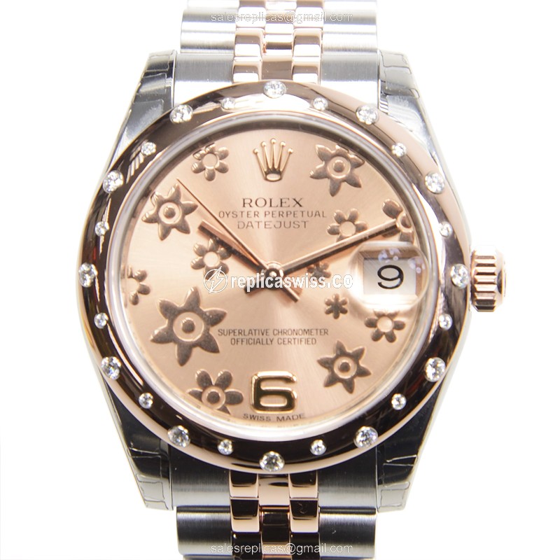 Rolex Lady Datejust Replica - Automatic - 18kt Rose Gold & Steel Case - Pink Dial