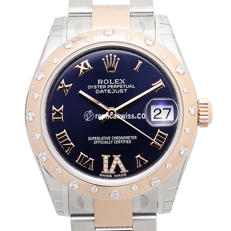 Rolex Datejust Replica - Automatic - 18kt Rose Gold - Purple Dial, Pink Steel Strap