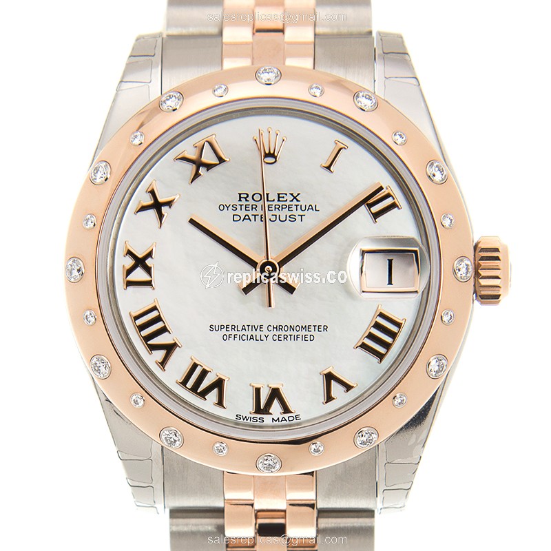 Rolex Datejust Replica | Automatic | 18kt Rose Gold Case | White Dial | Steel Strap