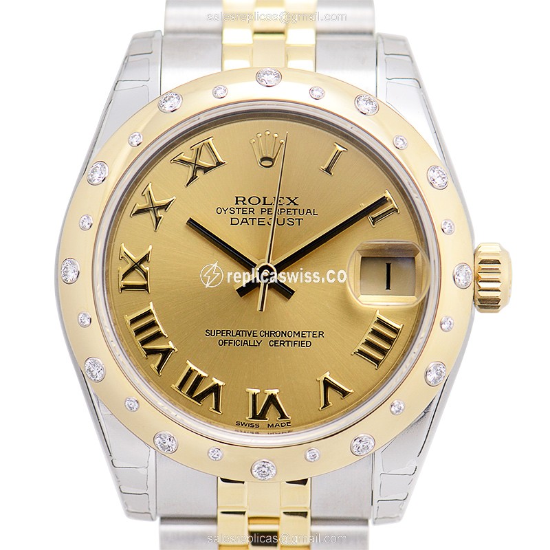 Rolex Datejust Lady Replica - Automatic - Gold Case - Gold Strap - 18kt