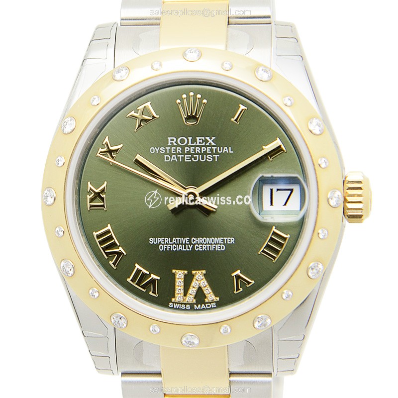 Rolex Lady Datejust Replica - Automatic | Green Dial | Silver Clasp