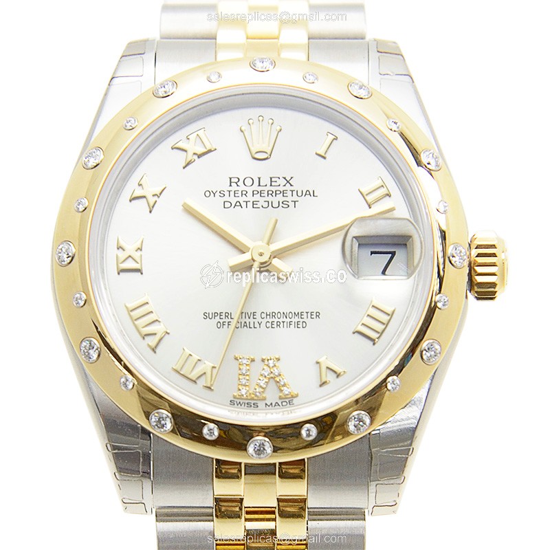 Rolex 178343SVVIDIA - Replica Oyster - Auto - 18kt Gold/Steel - Silver Dial - Gold Clasp - Luxury Replica OYSTER PERPETUAL Watch