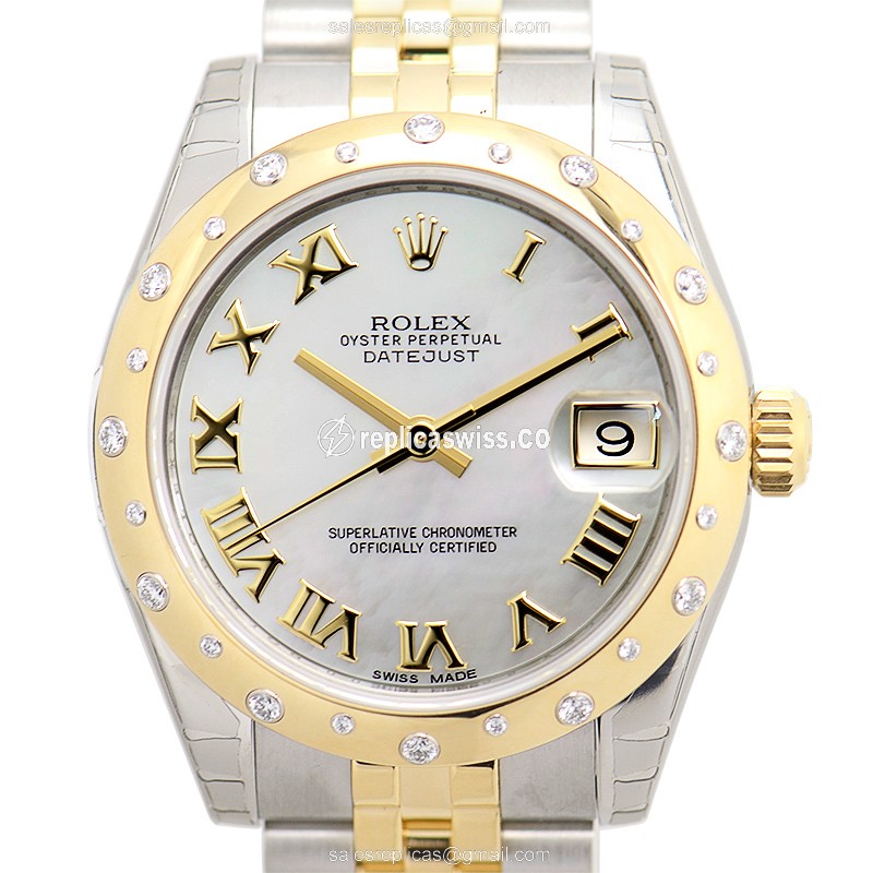 Rolex Datejust Replica - Automatic - 18kt Gold & Steel - Silver Dial