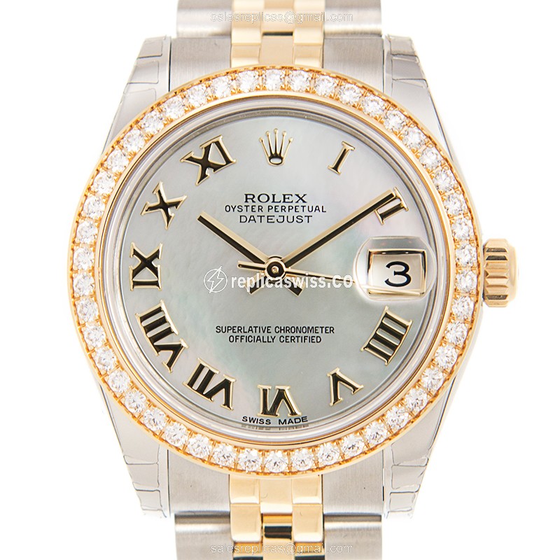 Rolex Datejust Lady Replica - Automatic - White Dial - 18kt Gold - Steel Strap - Luxury Replica LADY DATEJUST Watch
