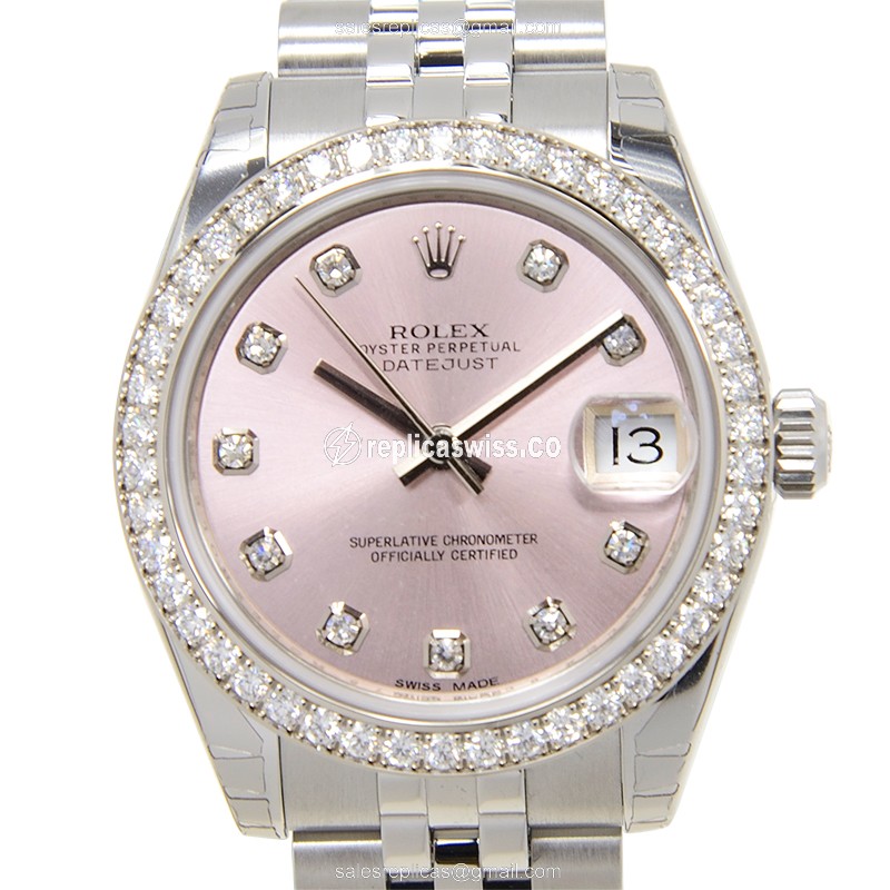 Rolex Datejust Lady Replica - Automatic | Pink Dial | Steel Clasp & Strap
