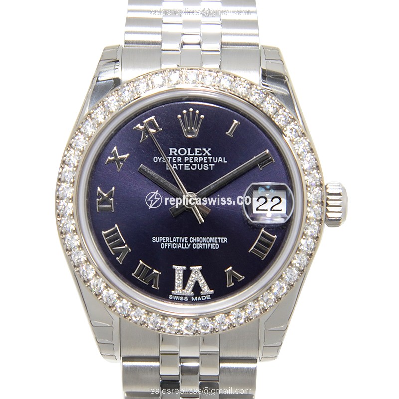 Rolex Datejust Replica - Automatic - White Gold & Steel - Purple Dial, Silver Clasp