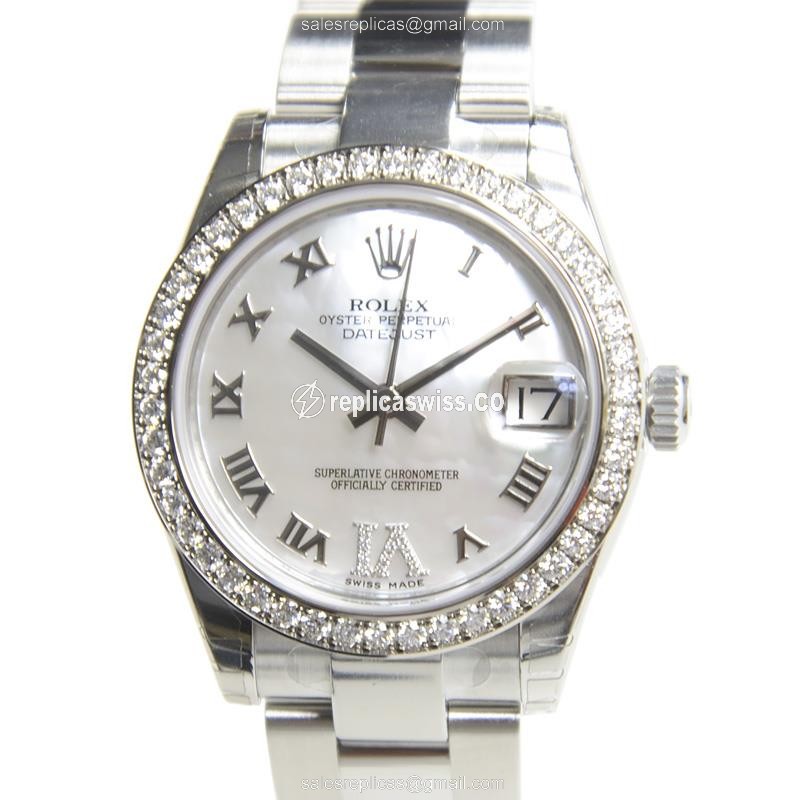 Rolex Lady Datejust Replica - Automatic - White Dial - Silver Steel Strap