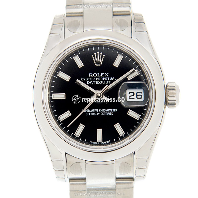 Rolex Datejust Replica - Automatic - Stainless Steel - Black Dial, Silver Clasp