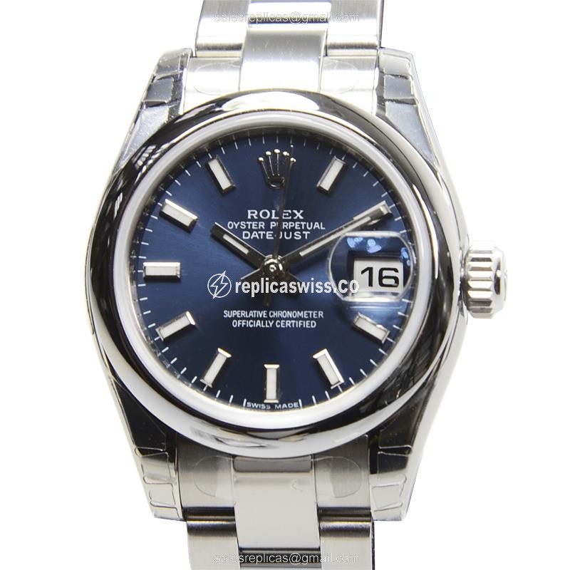 Rolex Lady Datejust Replica - Automatic - Blue Dial, Steel Case, Silver Strap