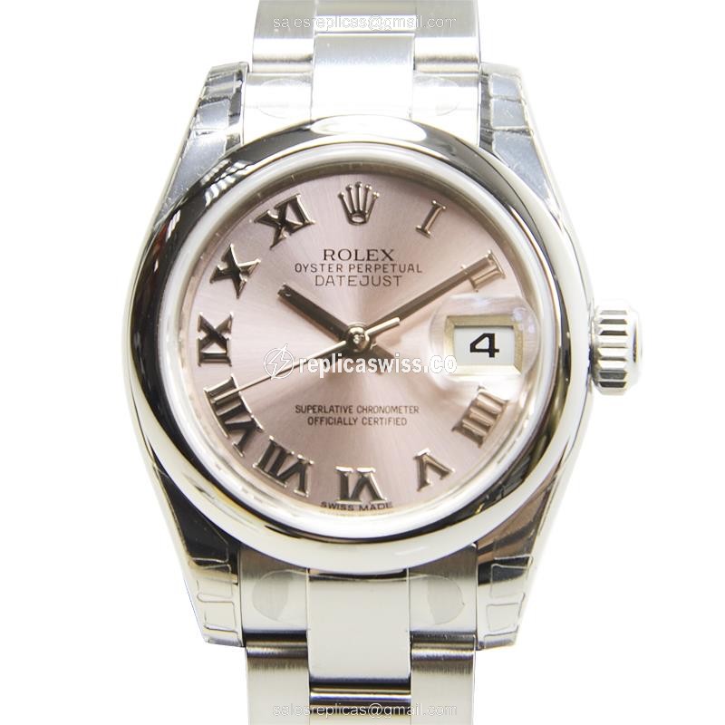 Rolex Datejust Lady Replica - Automatic - Pink Dial on Steel Strap