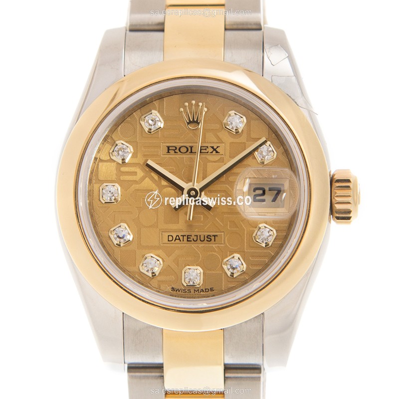 Rolex Datejust Lady Replica - 18kt Gold Case - Automatic - Gold Dial, Gold Strap