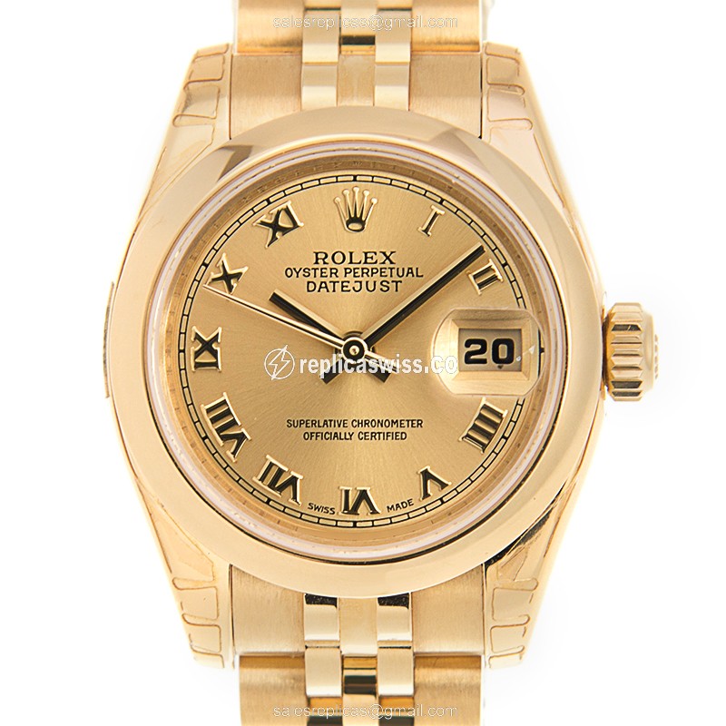 Rolex Datejust Replica - Automatic - 18kt Gold Case, Gold Dial, Silver Clasp