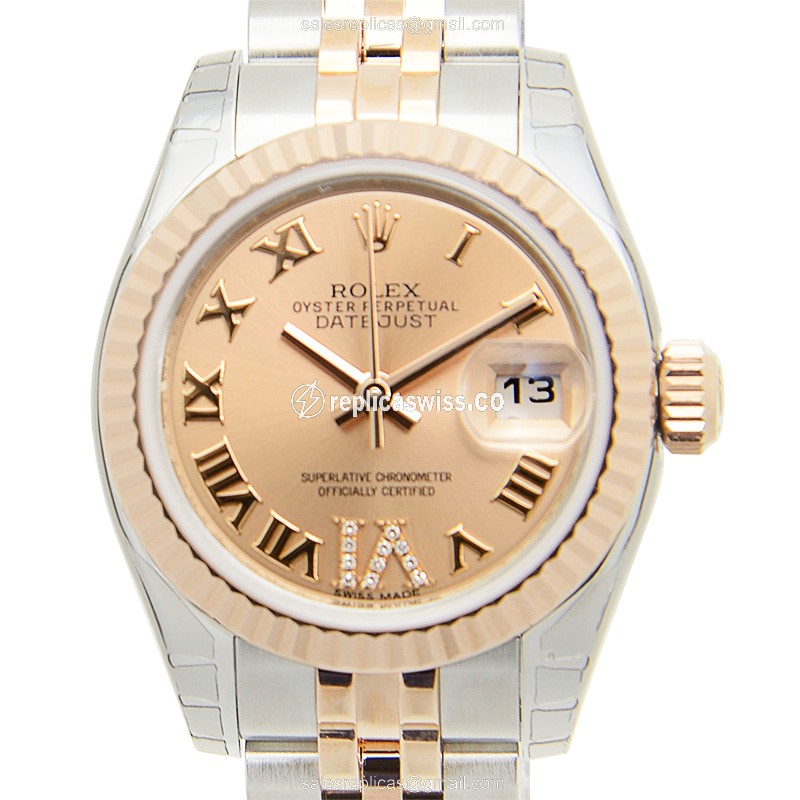 Rolex Datejust Replica - Automatic - Rose Gold & Steel - Gold Dial, Silver Clasp