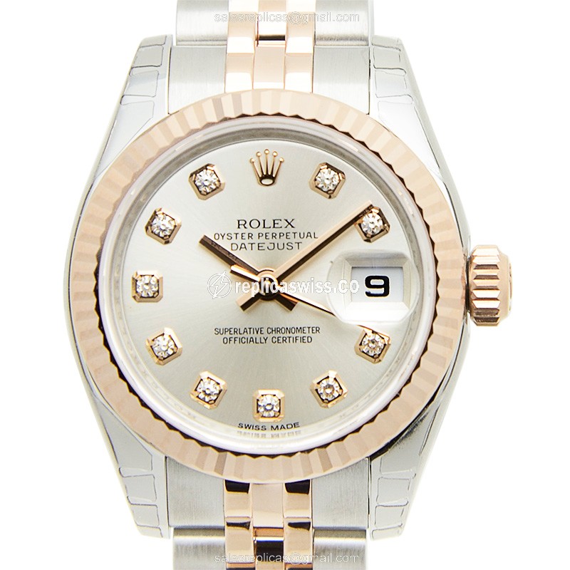 Rolex Datejust Replica - Automatic - Rose Gold & Steel Case - Silver Dial