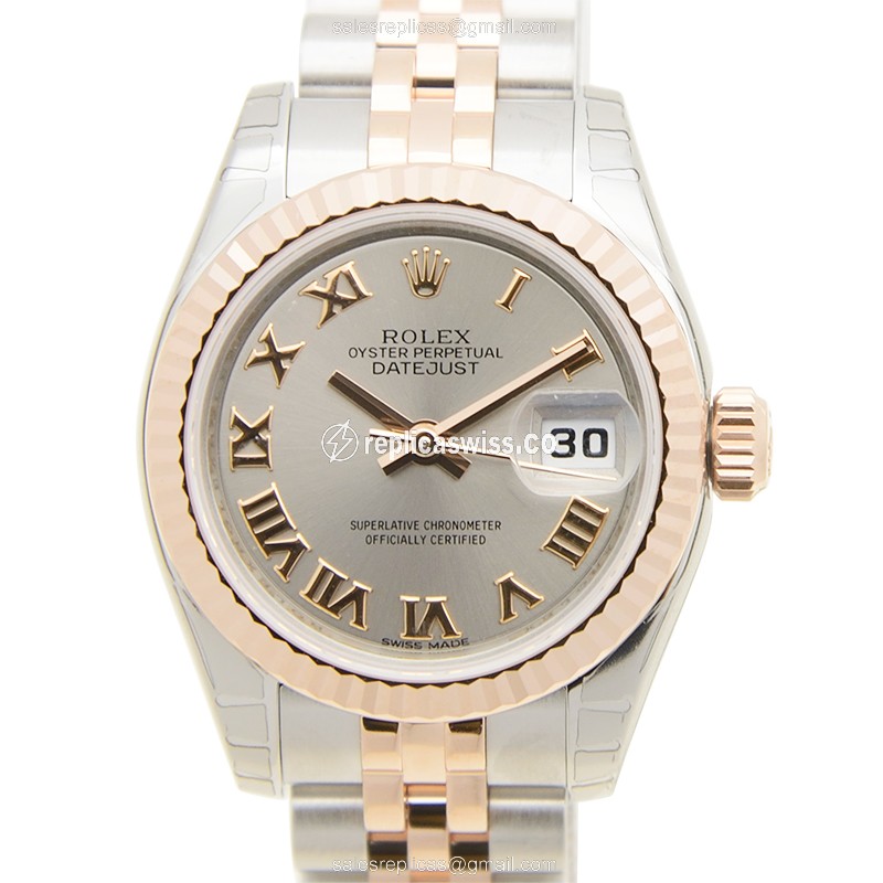 Rolex Lady Datejust Replica - Automatic - Rose Gold & Steel Case - Gray Dial - Luxury Replica LADY DATEJUST Watch