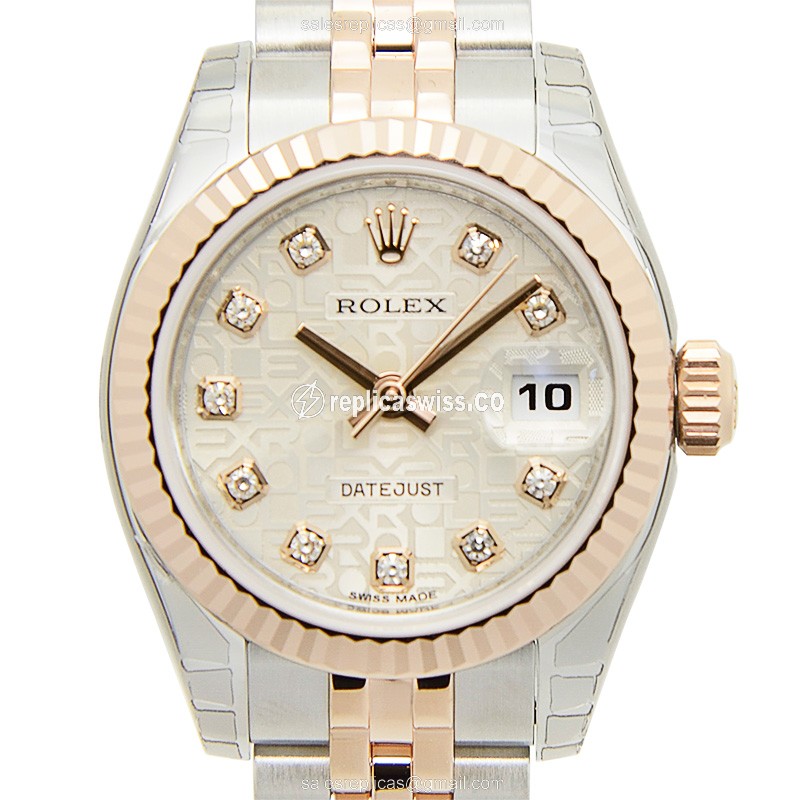 Rolex Datejust Replica - Automatic - 18kt Rose Gold & Steel Case - Silver Dial