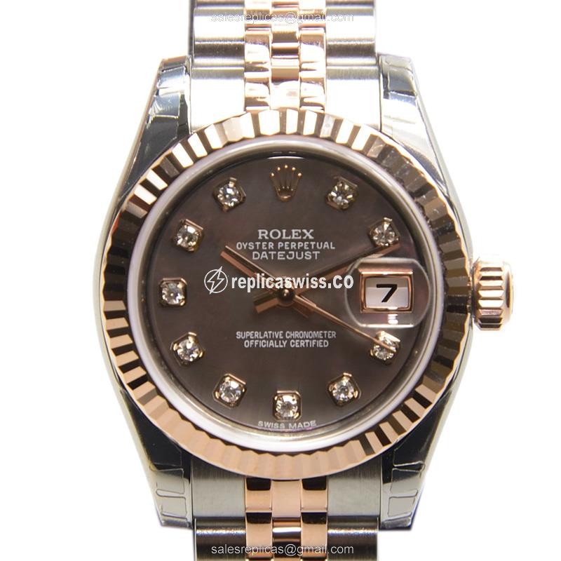 Rolex Datejust Lady Replica - Automatic - 18kt Rose Gold & Steel - Gray Dial - Luxury Replica LADY DATEJUST Watch