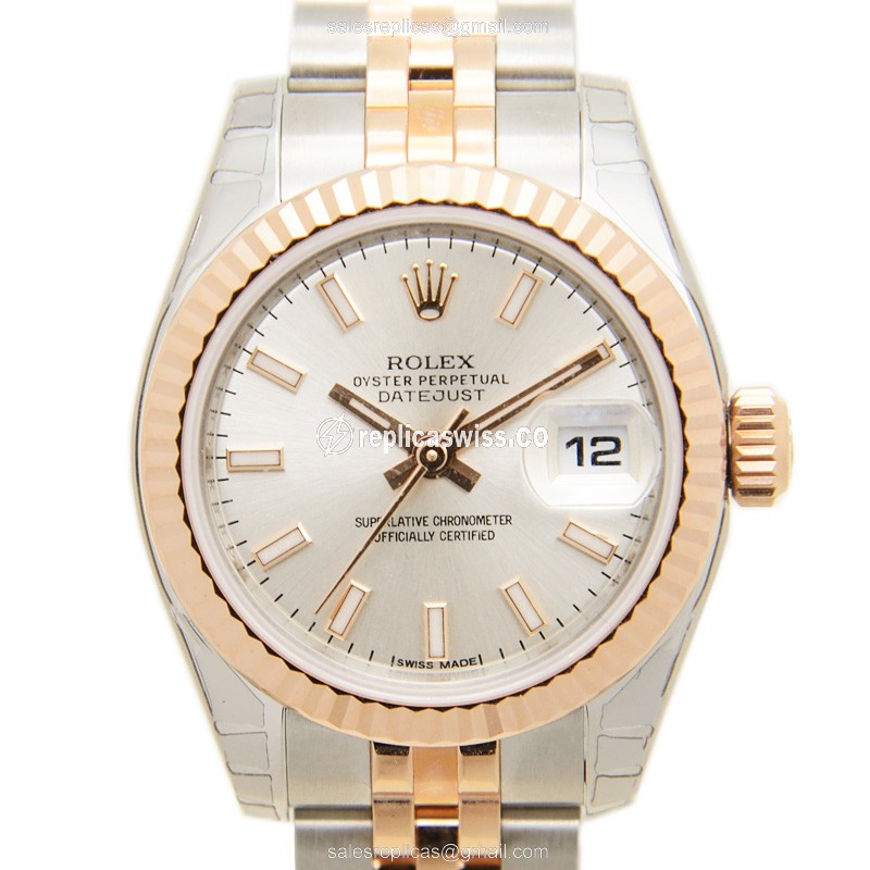 Rolex Datejust Replica - Automatic - Rose Gold & Steel - Silver Dial