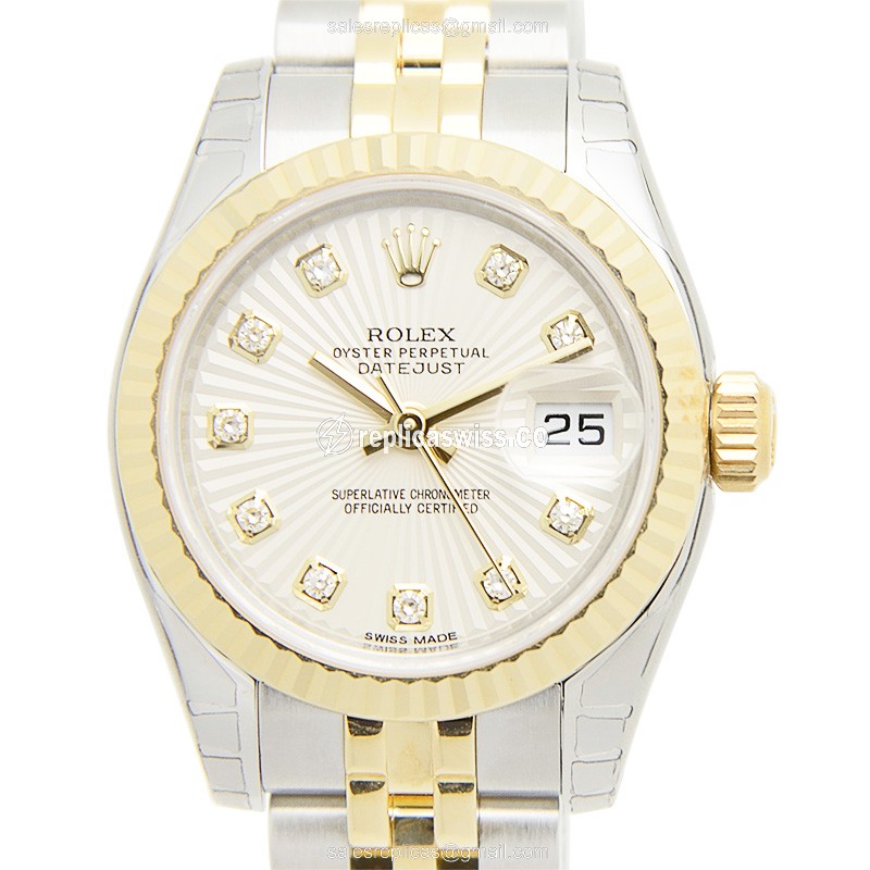 Rolex Datejust Lady Replica - Automatic - White Dial on Silver Strap