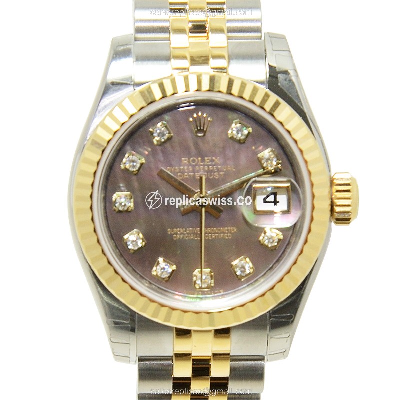 Rolex Lady Datejust Replica - Automatic | Black Dial | Silver Clasp