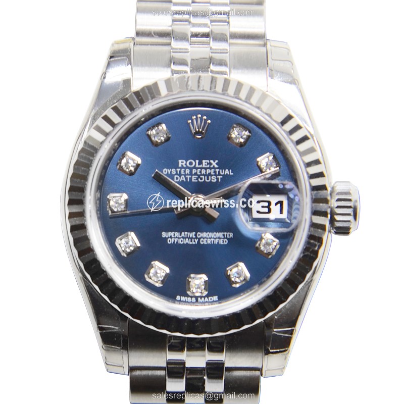 Rolex Lady Datejust Replica - Automatic | Blue Dial | Silver Clasp | Steel Strap