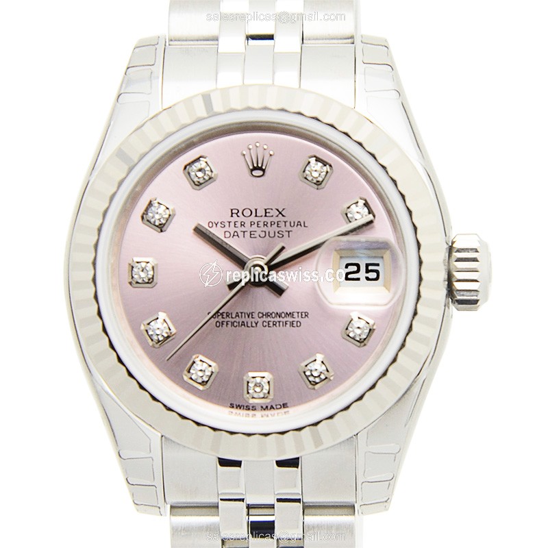 Rolex Datejust Replica - Automatic - 18kt White Gold & Steel - Pink Dial