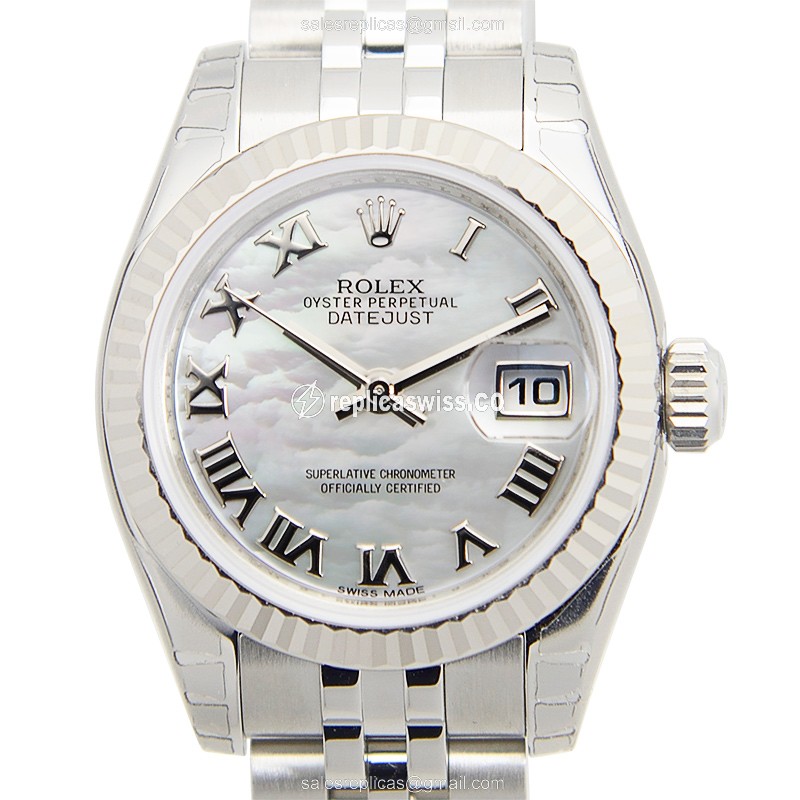 Rolex Datejust Replica - Automatic - White Gold Case - Silver Dial on Steel Strap