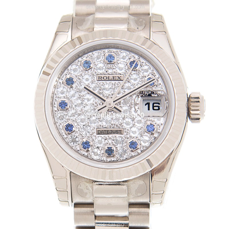 Rolex Lady Datejust Replica - Automatic - 18kt Gold Case - Silver Dial