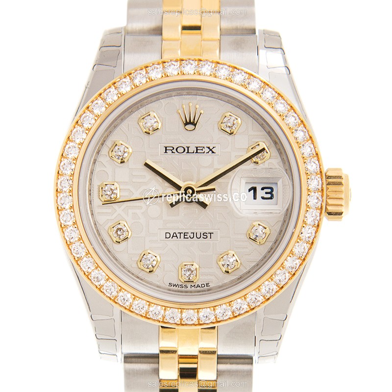 Rolex Datejust Replica - Automatic - 18kt Gold Case - Silver Dial - Gold Strap