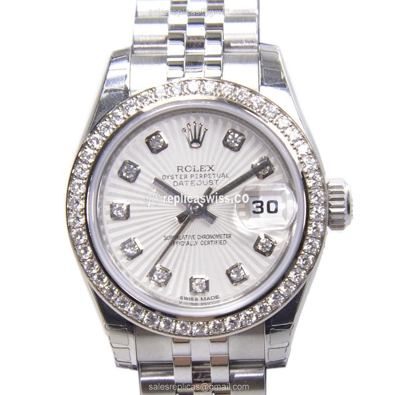 Rolex Lady Datejust Replica - Automatic - White Dial on Silver Steel Strap