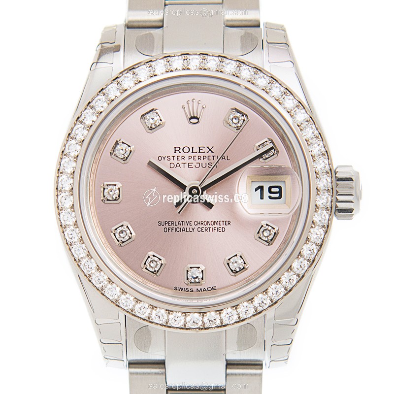 Rolex Datejust Replica - Automatic - White Gold - Pink Dial, Steel Clasp & Strap