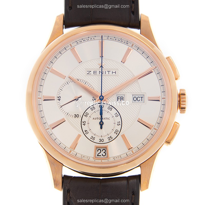 Watch Zenith Commander Replica - Automatic - Rose Gold - Silver