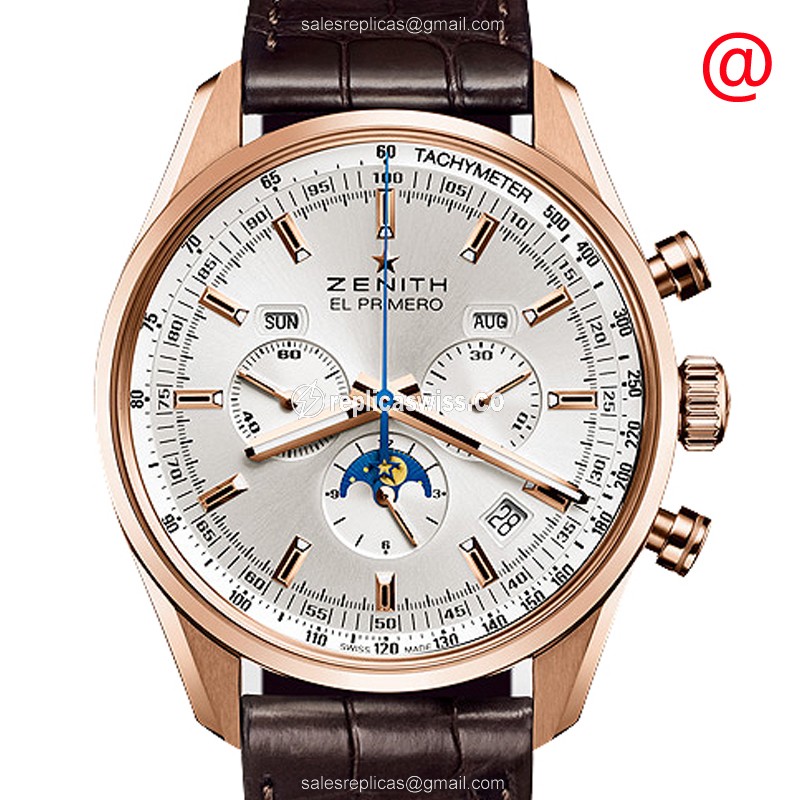 Zenith Chronomaster Replica - Automatic - Rose Gold - Silver - Luxury Replica CHRONOMASTER Watch