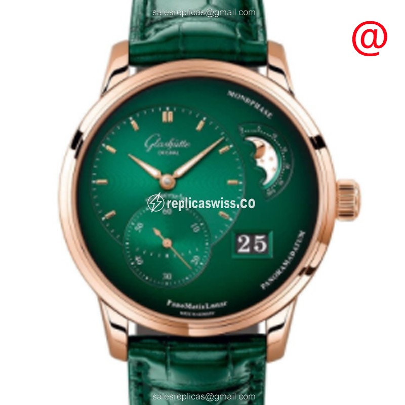 Glashutte PANO Automatic 18kt Rose Gold - Green Dial - Buckle Clasp